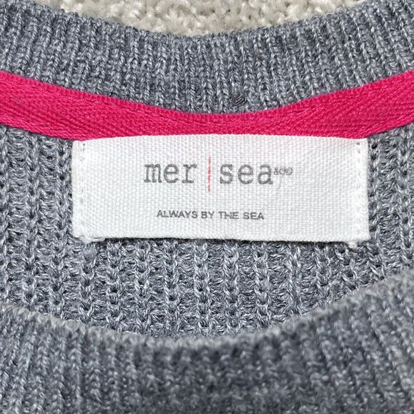 MER SEA Womens Travel Sweater One Size Pullover Crewneck Button Back Gray Preppy - Picture 3 of 10